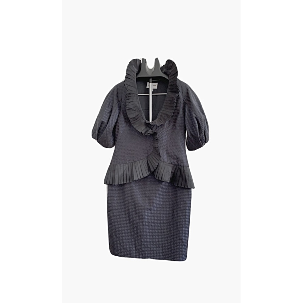 PAMELA ROLAND Navy Blue Brocade Moire Formal Suit